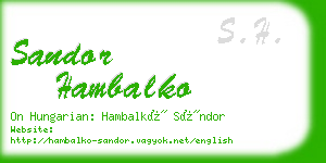 sandor hambalko business card